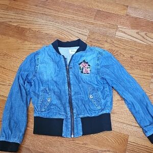 Hudson Jeans Blue Kids Denim Jacket with Rose Embroidery